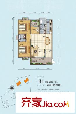 興港瓏灣B1戶型 3室2廳2衛(wèi)1廚