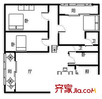 佳園小區(qū) 3室 戶型圖