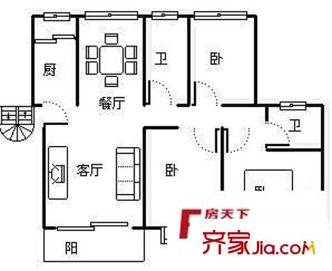 世紀(jì)城元春苑戶型圖元春苑 3室 戶型圖 3室2廳2衛(wèi)1廚