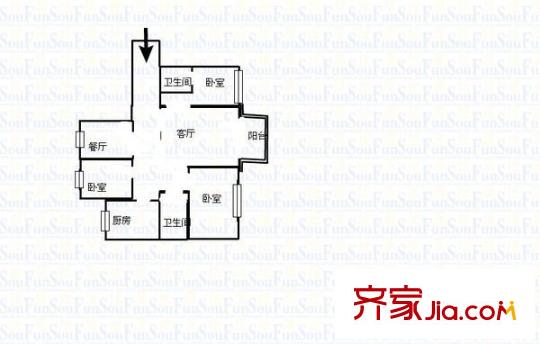 世紀(jì)城元春苑戶型圖元春苑 3室 戶型圖 3室2廳2衛(wèi)1廚