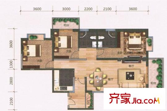 鑫都韻城E戶型 3室3廳3衛(wèi)1廚