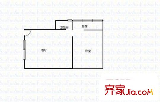 大樹營市政府小區(qū) 1室 戶型圖