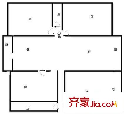 大樹營市政府小區(qū) 4室 戶型圖
