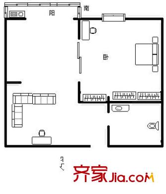 中央麗城 1室 戶型圖