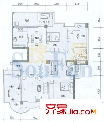 中央麗城戶型圖F、G二單元部分戶型 4室2廳2衛(wèi)1廚