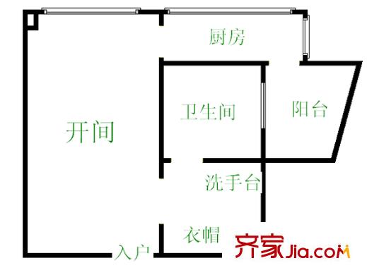 水晶俊園 1室 戶型圖