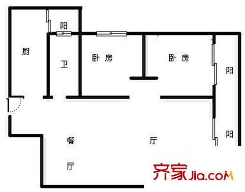 滇池衛(wèi)城藍(lán)域晴天 2室 戶型圖