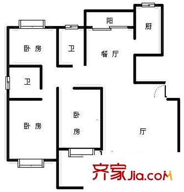 滇池衛(wèi)城藍域晴天 3室 戶型圖