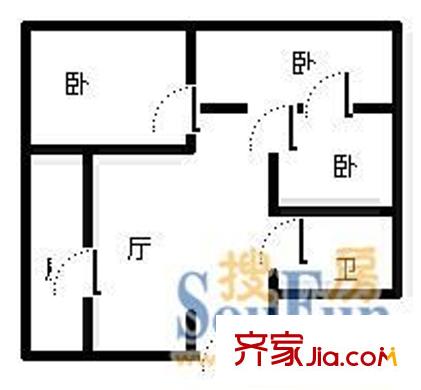 航空小區(qū) 3室 戶型圖