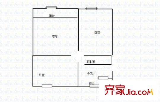 新迎北區(qū) 2室 戶型圖