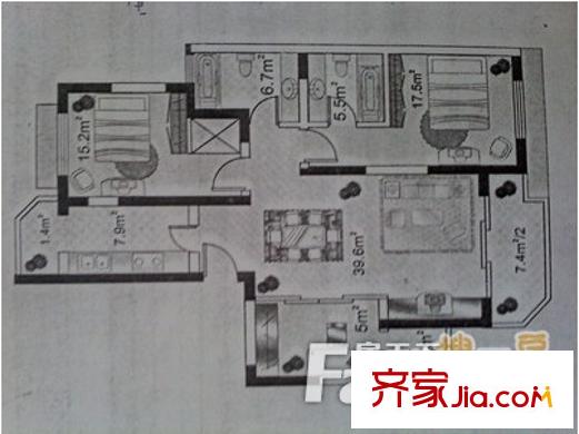 虹橋花園 3室 戶型圖