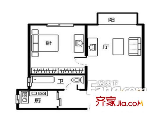 虹橋花園 1室 戶型圖