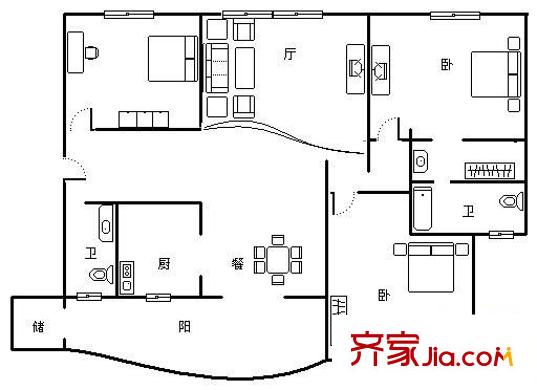 東方玫瑰園 4室 戶型圖