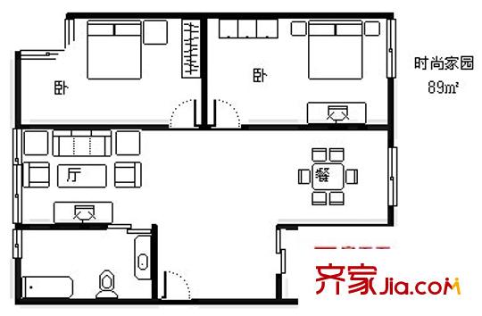 尚都國際 2室 戶型圖