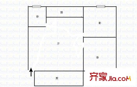 金星園丁小區(qū) 3室 戶型圖