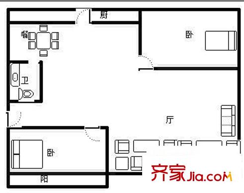 云山小區(qū) 2室 戶型圖