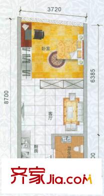 香樟俊園戶型圖香樟五棟S戶型 1室1廳1衛(wèi)1廚