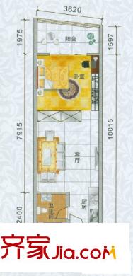 香樟俊園戶型圖五棟N戶型 1室  1室1廳1衛(wèi)1廚