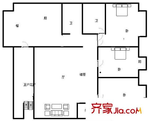 楓藍(lán)國際 3室 戶型圖