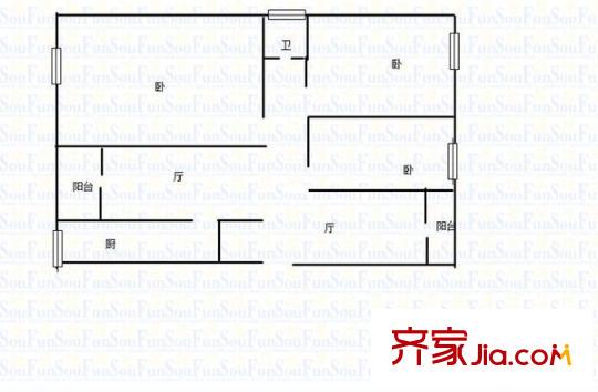 東方玫瑰園 3室 戶型圖
