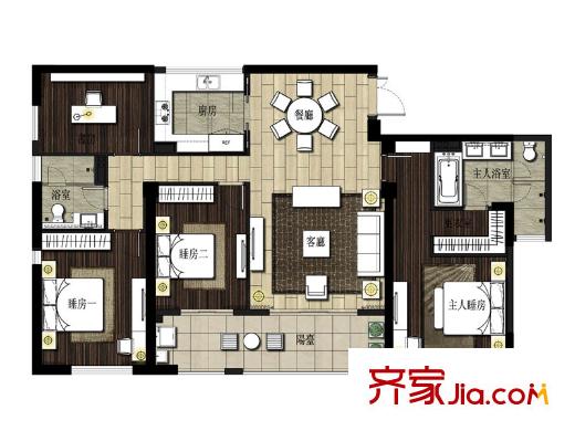 七彩俊園4戶型 4室2廳1衛(wèi)1廚