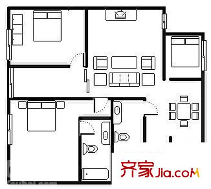 仿江南水鄉(xiāng) 3室 戶型圖