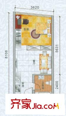 香樟俊園戶型圖香樟五棟U戶型 1室1廳1衛(wèi)1廚