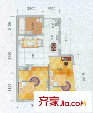 香樟俊園戶型圖香樟五棟X戶型 2室1廳1衛(wèi)1廚