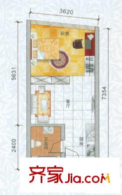 香樟俊園戶型圖香樟五棟V戶型 1室1廳1衛(wèi)1廚