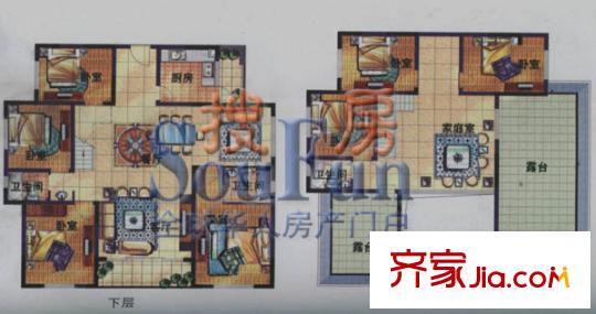 金林碧水戶型圖F戶型四 7室3廳3衛(wèi)1廚