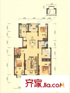 招商海公館G1B戶型圖 3室2廳2衛(wèi)