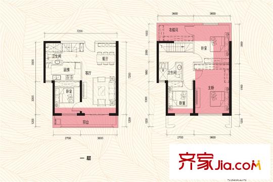 中航城E1戶型圖 4室2廳2衛(wèi)1廚