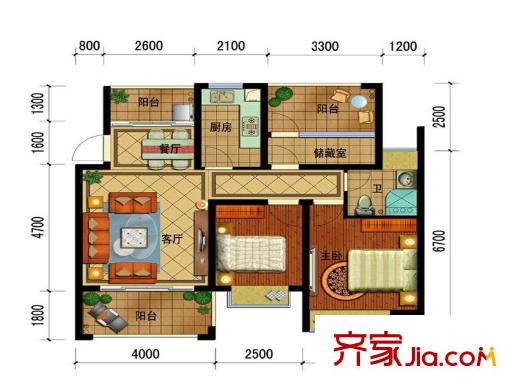 長(zhǎng)水航城E-2標(biāo)準(zhǔn)層 2室2廳1衛(wèi)