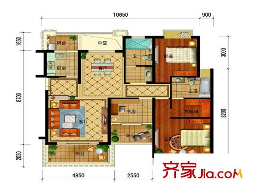 長(zhǎng)水航城D-4標(biāo)準(zhǔn)層 3室2廳2衛(wèi)
