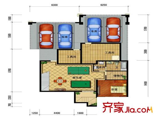 長(zhǎng)水航城D4戶型負(fù)一層 4室3廳3衛(wèi)