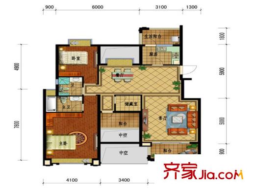 長(zhǎng)水航城C戶型標(biāo)準(zhǔn)層 2室2廳2衛(wèi)