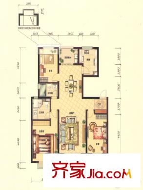 招商海公館G1A戶型圖 3室2廳2衛(wèi)