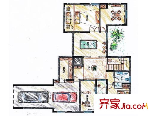 大理公館K戶型一層戶型 3室2廳1衛(wèi)1廚