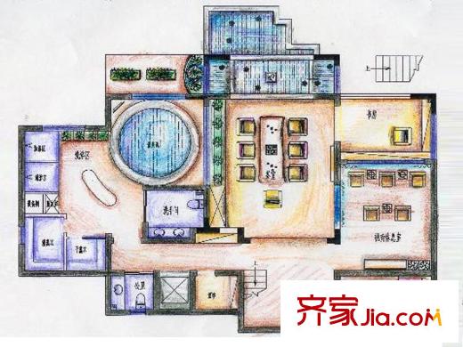 大理公館J戶型半地下層戶型 3室2廳1衛(wèi)1廚