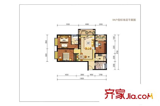 長(zhǎng)水航城D4 戶型 3室2廳1衛(wèi)1廚