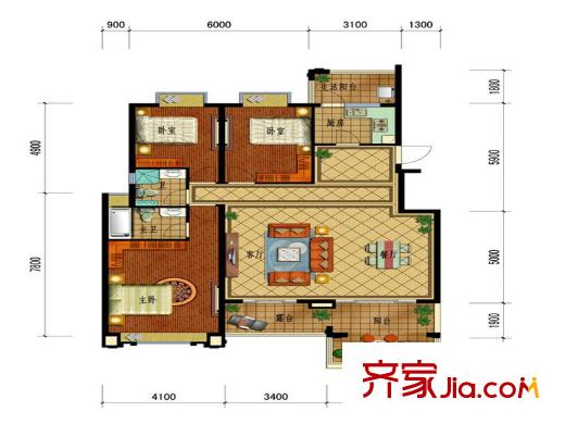 長(zhǎng)水航城C戶型2層 3室2廳2衛(wèi)