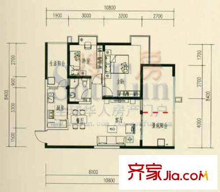 金色俊園戶型圖Z 2室2廳1衛(wèi)1廚