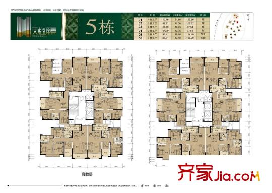 天怡峰景花園戶型圖5棟戶型圖 4室2廳2衛(wèi)1廚