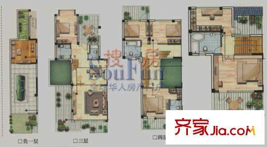 都市楓林別墅戶型圖疊加別墅五房 5室2廳4衛(wèi)1廚