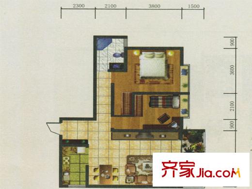春城慧谷A3戶型 2室2廳1衛(wèi)1廚