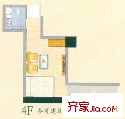 天驕北麓4F戶型 1室1廳1衛(wèi)1廚