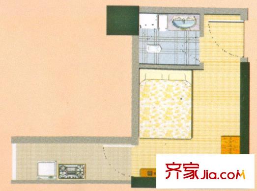 天驕北麓4H戶型 1室1衛(wèi)1廚