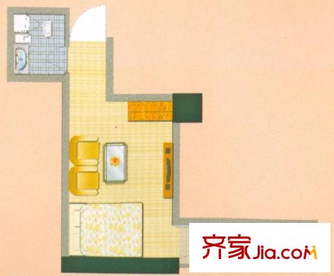 天驕北麓4F戶型 1室1衛(wèi)1廚