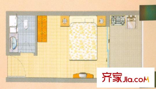 天驕北麓4K戶型 1室1衛(wèi)1廚