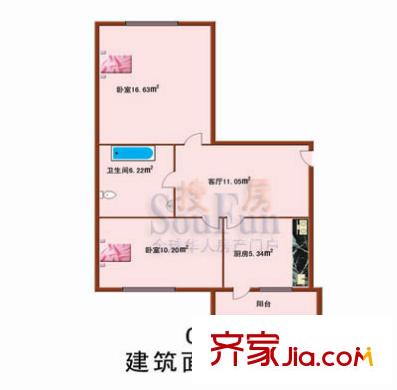 裕興園小區(qū)戶型圖戶型C 2室1廳1衛(wèi)1廚